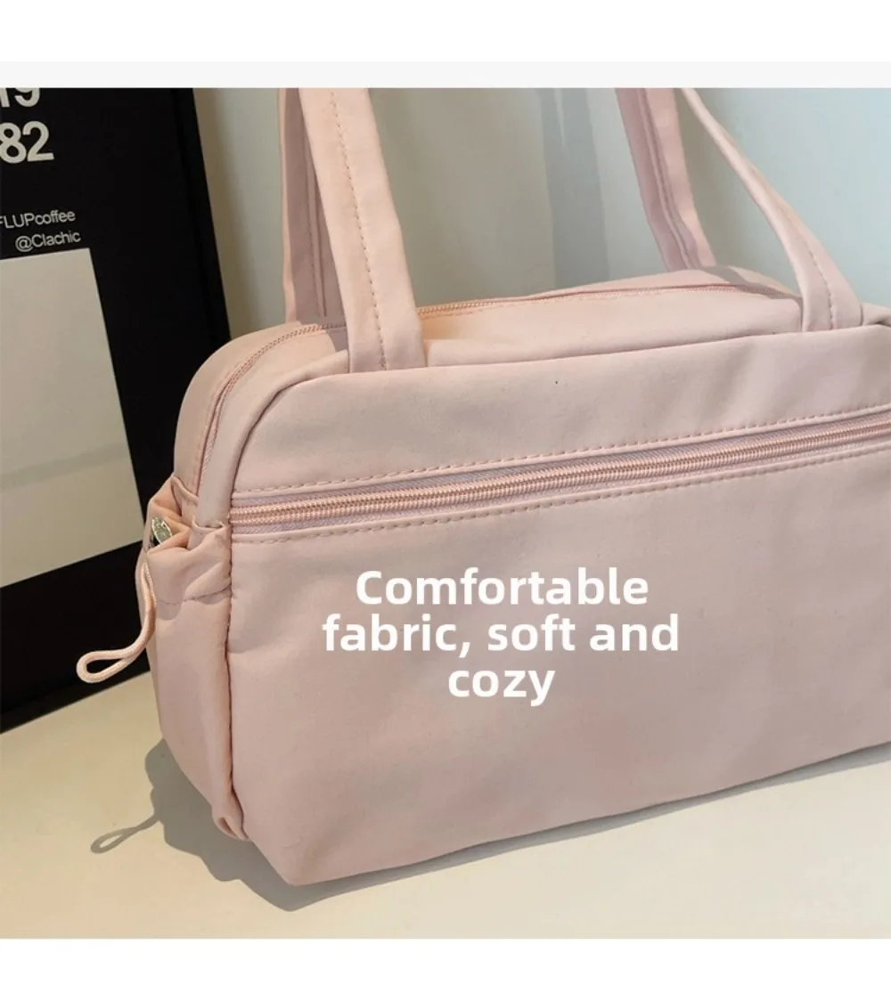 Fashion Solid Color Shoulder Bag Large Capacity Lightweight Tote Bags Nylon Handbag Women