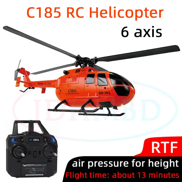 JDHMBD BO-105 C186 2.4G RC Helicopter 4 propellers 6 axis electronic gyroscope for stabilization, air pressure for height 1