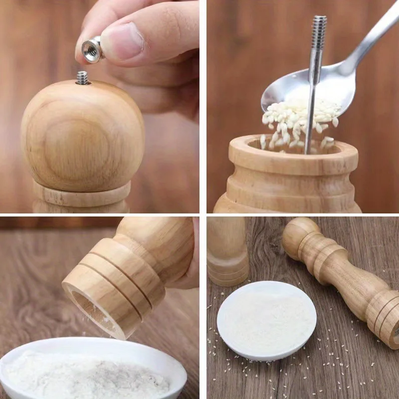 Salt and Pepper Grinder Set Salt Mill Pepper Grinder Set Mill Shakers with Adjustable Ceramic Rotor Wood