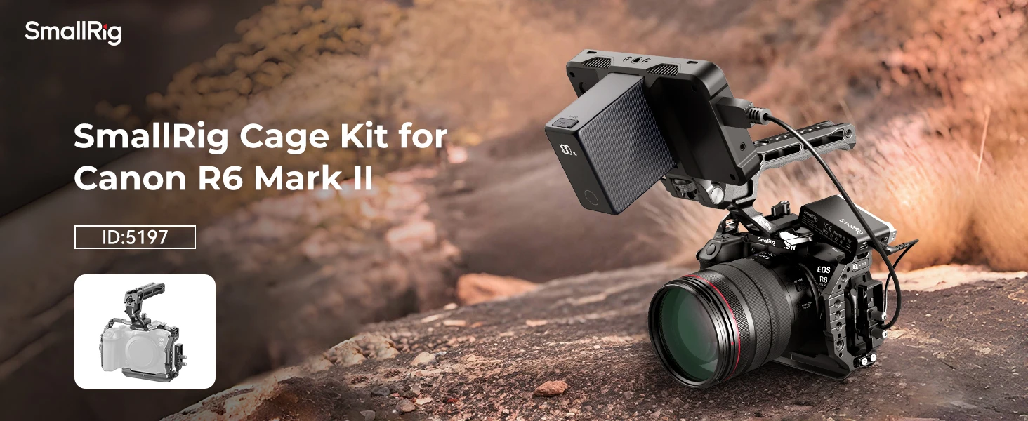 R6 Mark II Camera Cage Kit for Canon EOS R6 Mark II with Top Handle Cable Clamp