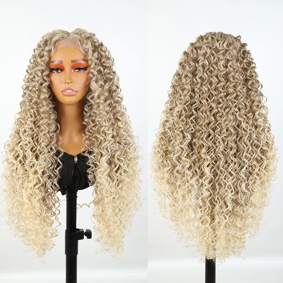 

Synthetic Lace Front Wigs Long Curly Wigs 22 26 30 Inch Ombre Blonde Brown Lace Wigs BIO Hair Cosplay Daily Wigs For Women
