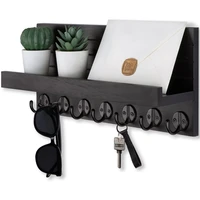 Wood Key Holder Wall Mount Entryway Key and Mail Holder with 7 Sturdy Hooks for Sunglasses Dog Leash Decorative Wall Shelf 1