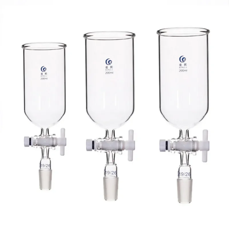 Glass Feed Funnel lab glassware miniature glass funnel 1Pcs Clear 50ml to 1000ml Glass Cylindrical Feed Funnel with PTFE Piston 19#24# frosted Standard joint for lab teaching tools