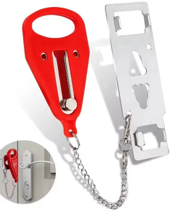 Enhanced Compact Security Lock for Doors - Double Hole Safety Latch for Home and Hotel Protection