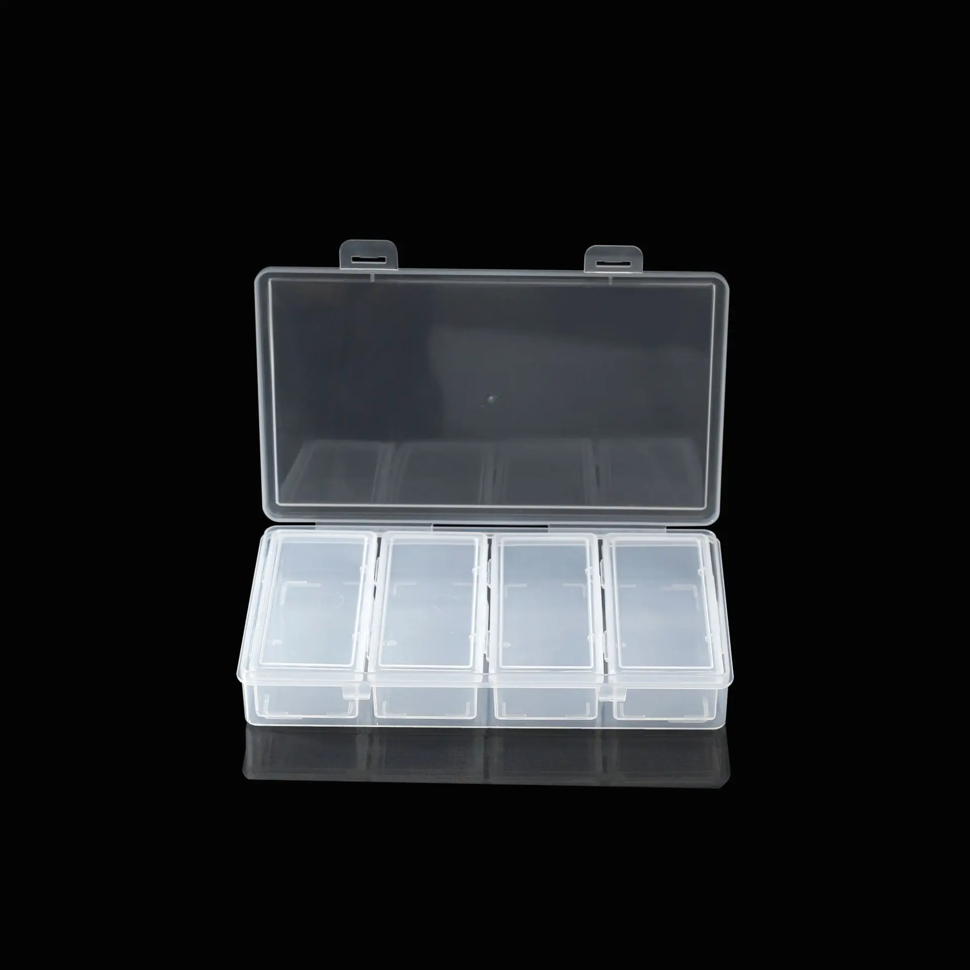 4 Adjustable Dividers Clear Plastic Storage Organizer Box - Craft & Sewing Supplies Container with Removable Compartments - 5