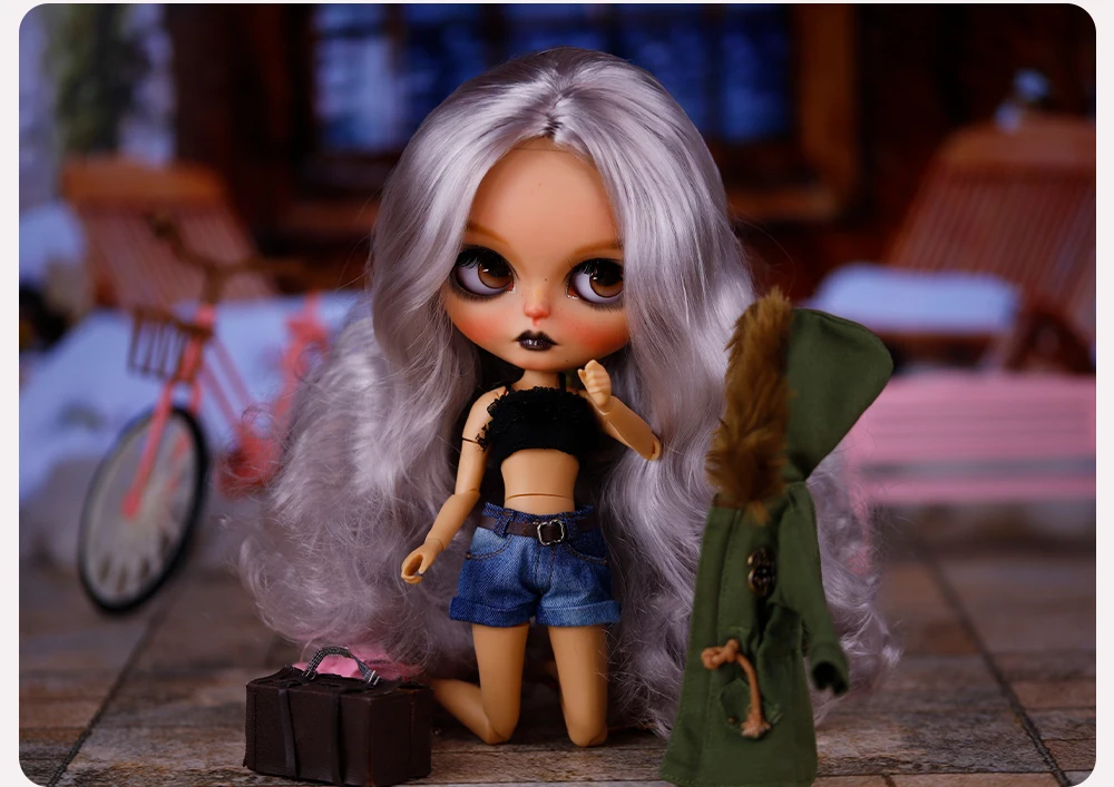 Madonna - Premium Custom Neo Blythe Doll with Purple Hair, Tan Skin & Matte Cute Face 9