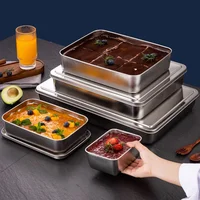 Stainless Steel Flat Bottom Storage Tray with Lid Square Food Plate Cake Bread Pastry Baking Pan Dish Bakeware Kitchen Tools 2