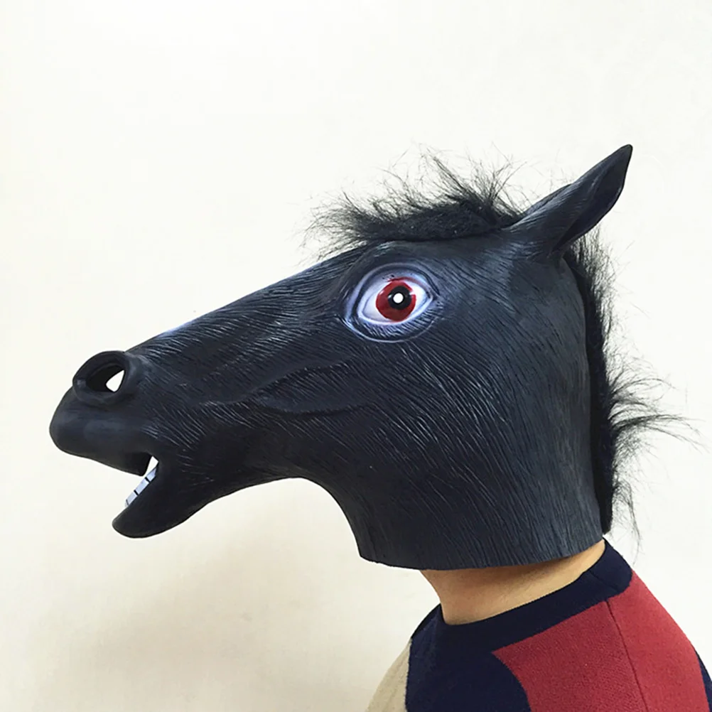 Horse Head Mask Haunted House Props The Festival Cosplay Hallowmas Cover Animal