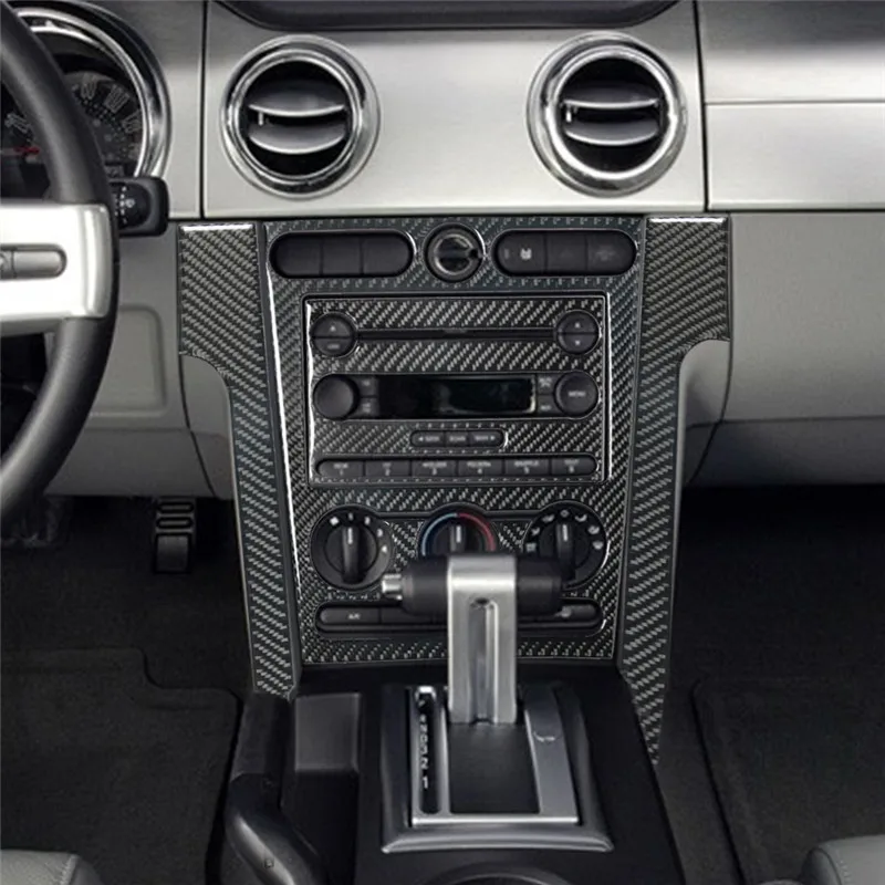 

6Pcs/set Car Interior Central Control Radio Panel Carbon Fiber Sticker For Ford Mustang 2005-2009 Styling Accessories