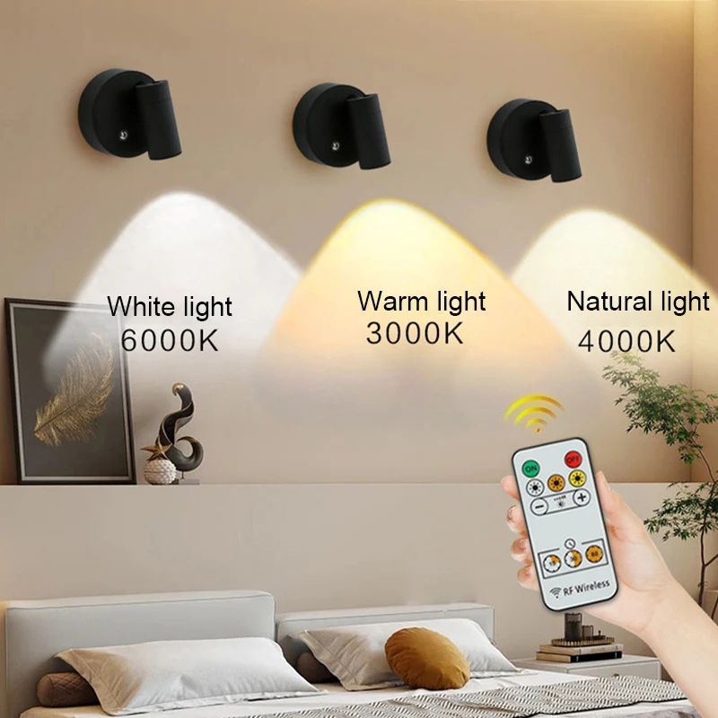 Led Light Led Wall Lamp Wall Light Magnetic Suction Lamp Magnetic Wall Sconce LED Desk Lamp Remote Control 3-Color Dimmable 360&deg; Rotatable USB Rechargeable Bedroom Bedside Night Light