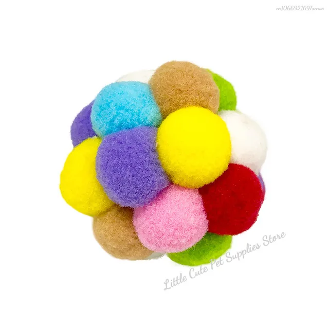 1pcs Cat Toys Balls with Bells , Color Cat Pom Pom Balls,Tinsel Sparkle Balls,Interactive Toy for Indoor Cats Kitten 6