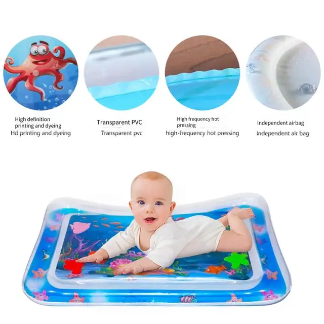 Kids Inflatable Splash Pad Large Baby Tummy Time Mat Cooling Play Mat Crawling Activity Pad with Air Pillow 2