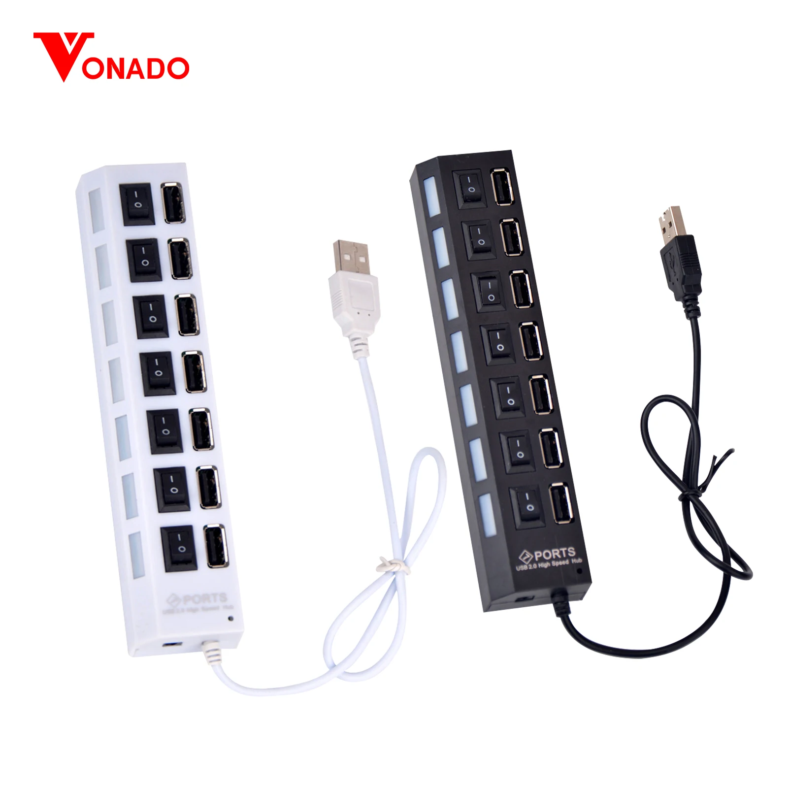 Hub USB 2.0 2.0 Multi Splitter Use Adaptador De Alimentación 4/7 Puertos  Múltiple Expansor Con Interruptor Para PC