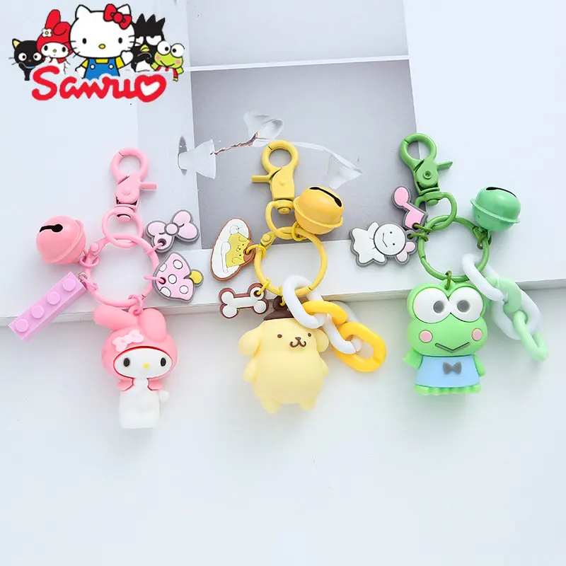 

Japanese Cartoon MINISO Melody Kuromi Hello Kitty Cinnamoroll Pendant Keychain Mini Alloy Keychain School Bag Key Buckle Gift