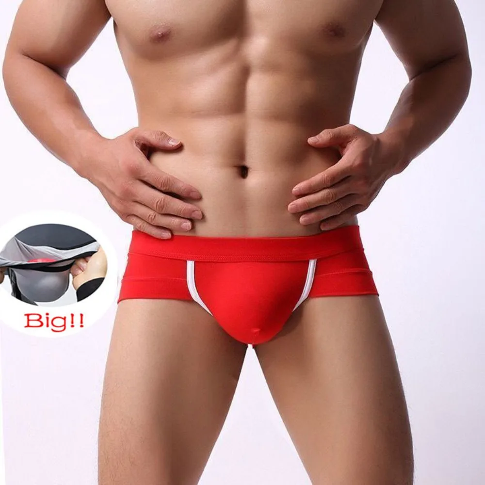 Men's Comfort Soft Underwear Low Waist Sexy Briefs U-Shaped Big Bag Hole Boxershorts Panties Modal Breathable Lingerie Multipack