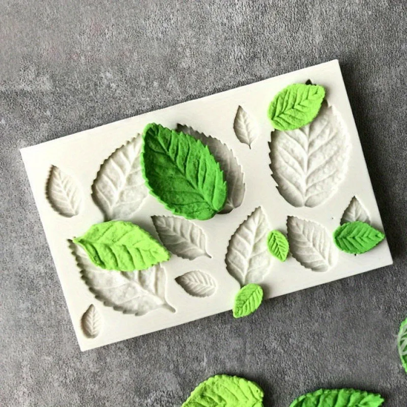 Silicone Mold Rose Leaf Shape Chocolate 3D Leaf Shape Candy Fondant Gum Paste for DIY Cake Decorat 1Pc