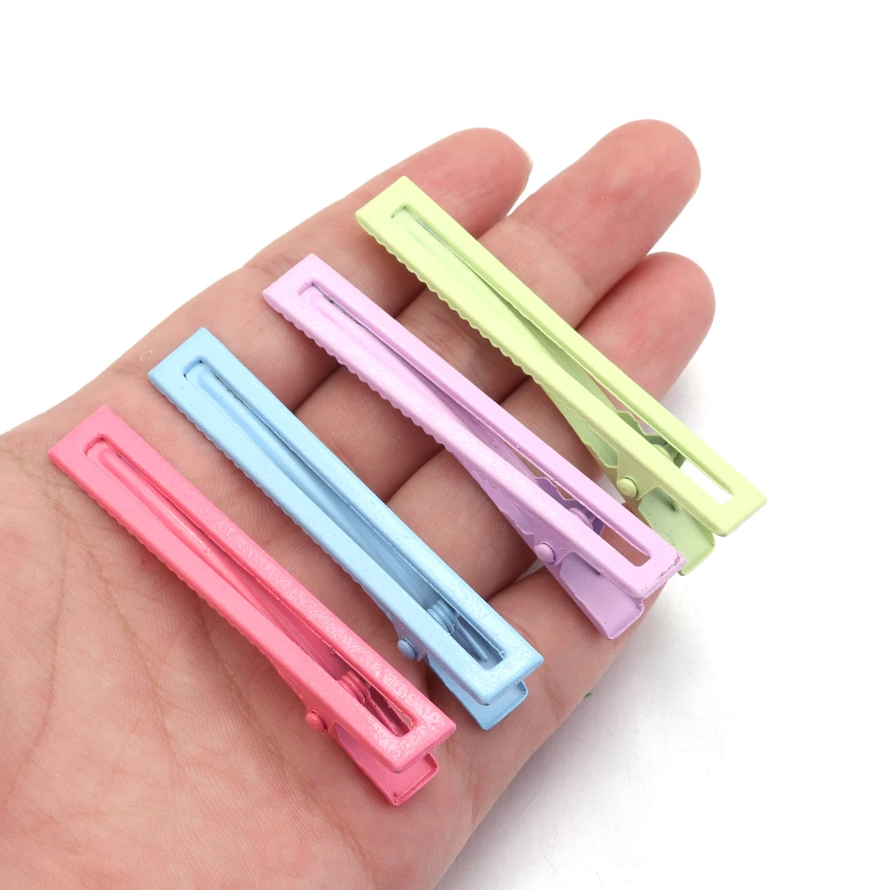 30 teile/los 6 cm Bunte Haar Clips Hohl Entenschnabel Haar Clip Für Schmuck Machen Haarnadeln Basis Make-Up Clips Haarnadel zubehör – Detail 7