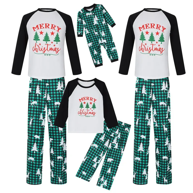 

Christmas Pajamas Family Mother Father Kids Baby Soft Warm Sleepwear Adults 2 Pcs Tops Pants Family Look Outfits Look Plaid Set