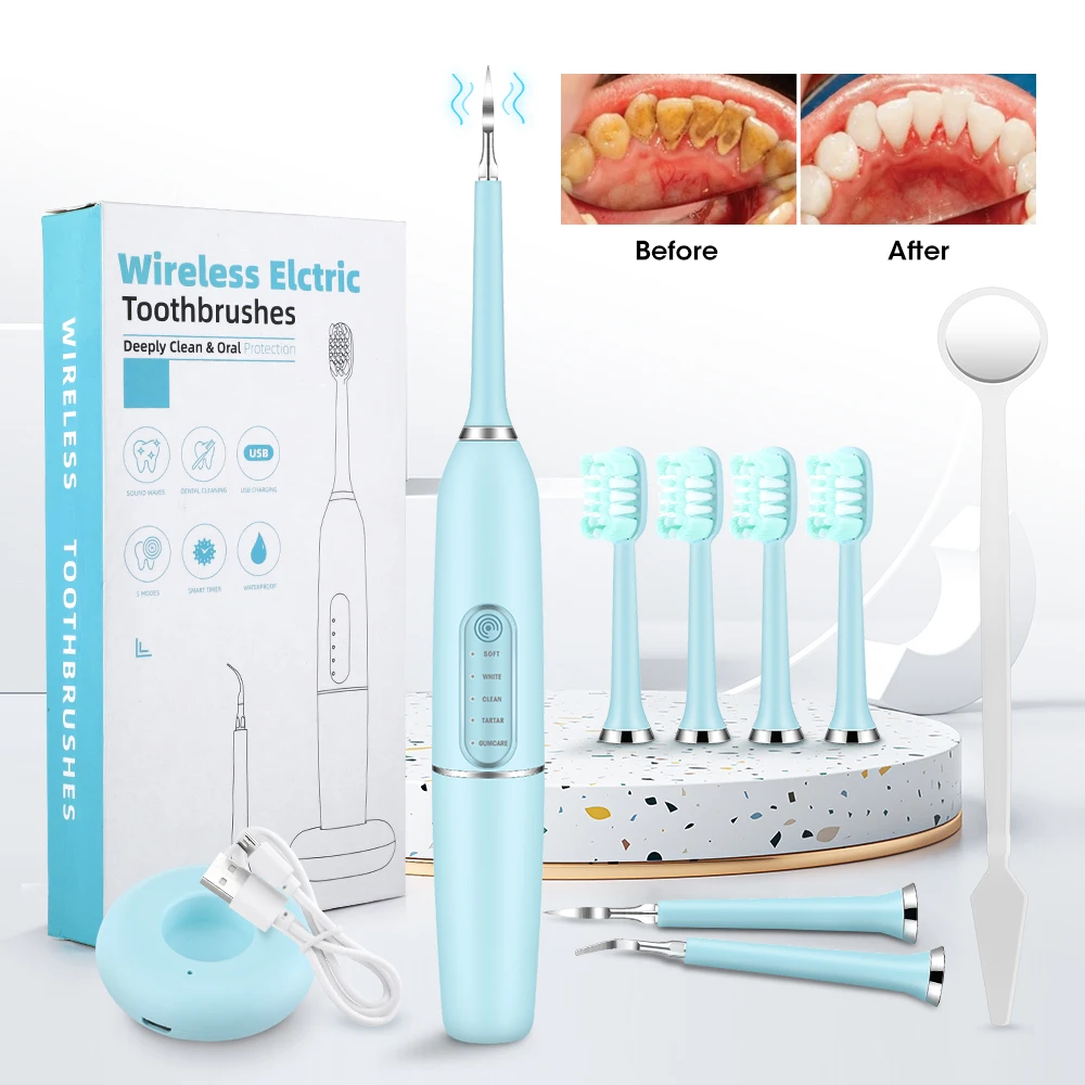 Electric Sonic Dental Scaler Teeth Whitening Portable Tartar Teeth Cleaner IPX7 Plaque Stains Calculus Remover Teeth Clean Tool