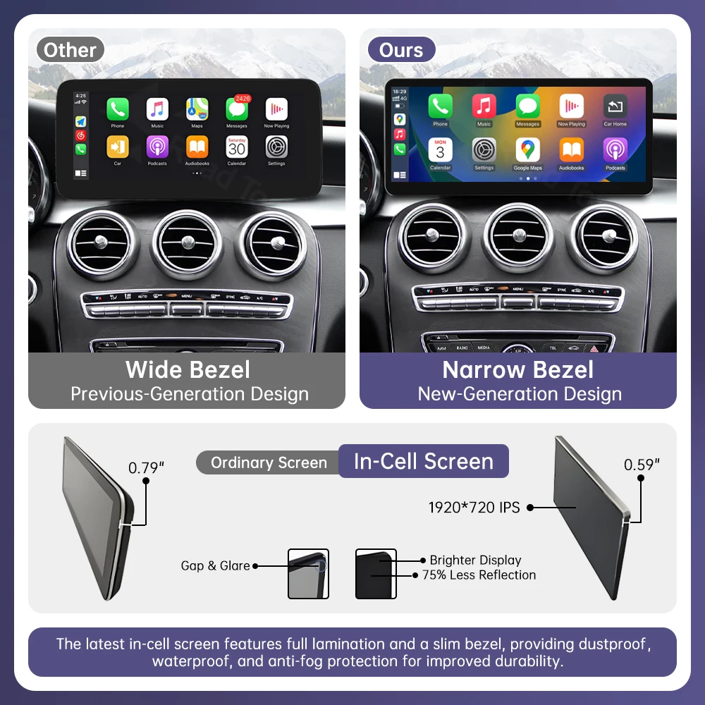Nueva pantalla táctil Linux de 12,3 pulgadas para Mercedes Benz W205 GLC C V clase V447 GLA CLA NTG5.0 2015-2019 Carplay inalámbrico Android Auto 3