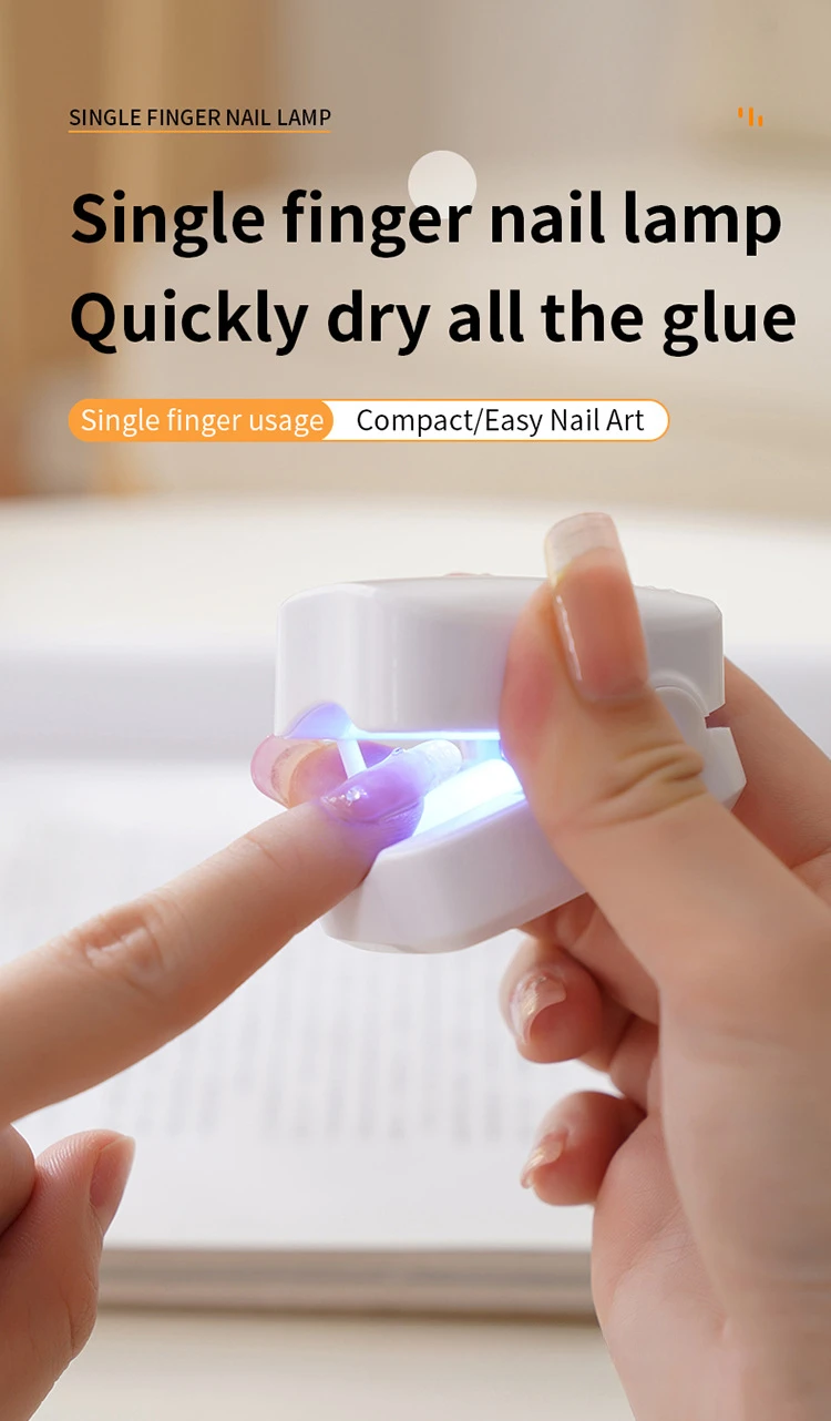 Description Picture 3 of itemPortable Mini Nail Dryers Ultraviolet Nail Lamp Single Finger USB Charging Model Hand-held Household Small Nail Polish Dryers