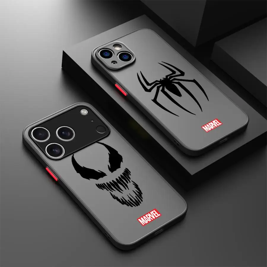 Back Phone Cover Case for iPhone 17 Pro Max 13 Mini 14 17e 12 7 8 SE Air 16 Plus 15 XS XR 11 Marvel Spiderman Venom 1
