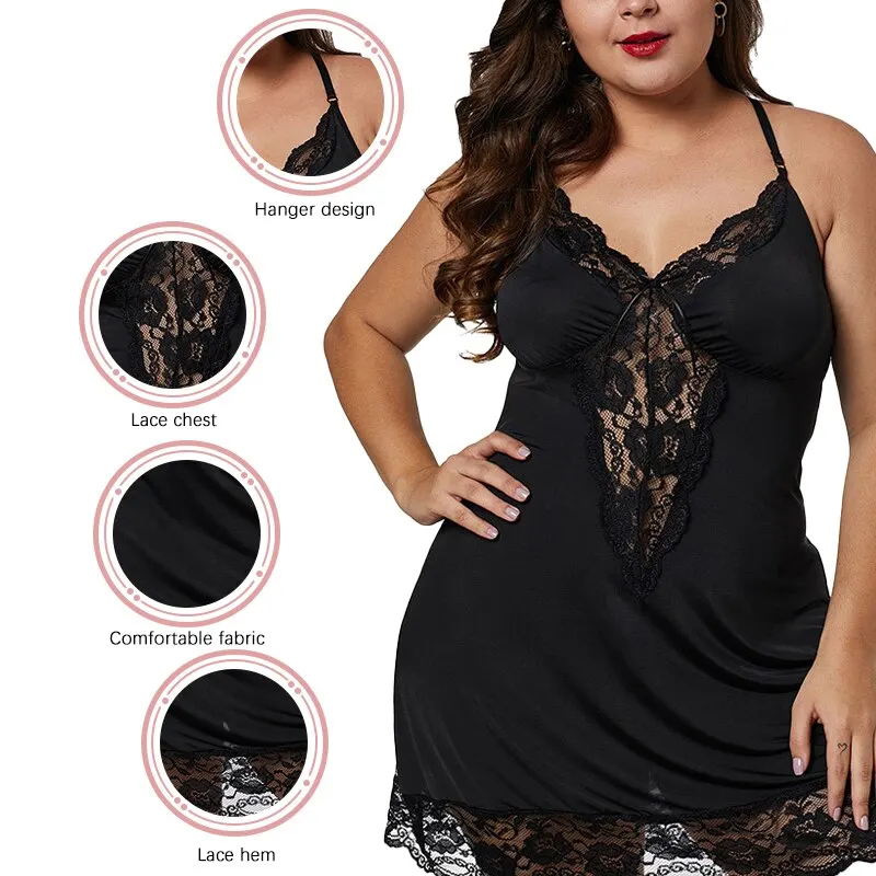 Women Lingerie Women Lingerie Set Women Nightgowns Women Nightdresses Women Pajamas Women Camisole Sleeping Dress Women's Sexy Spaghetti Straps Lingerie Nightwear Plus Size Lace Sleeveless Soft Comfortable