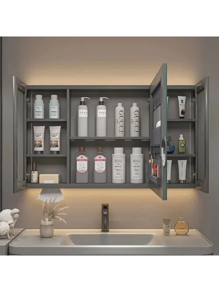 Wood Bathroom Smart Mirror Cabinet Wall Mounted Beauty Makeup Bathroom Mirror Cabinet for Storage Home Furniture