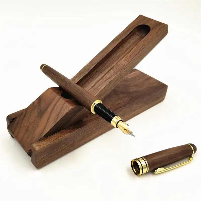 

Creative Enterprise Business Gift Walnut Wood Pen Sign-Pen Ball Point Pen Student Exquisite Stationery with Pen Case