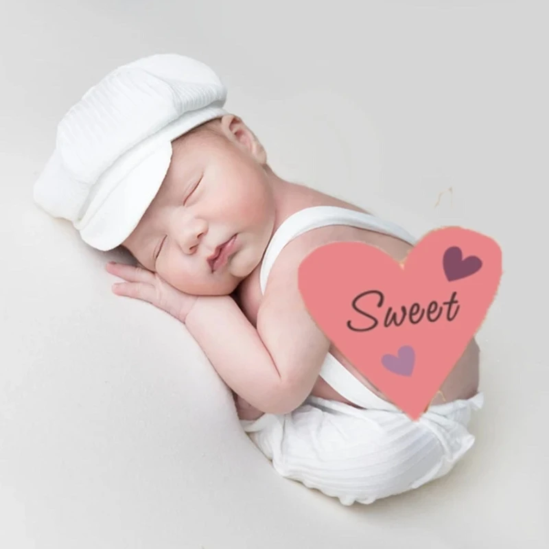 

Newborn Photography Props Baby Boy First Picture Outfit Photoshoot Shower Gift Cotton Overall with Cap for 0-1 month Dropship