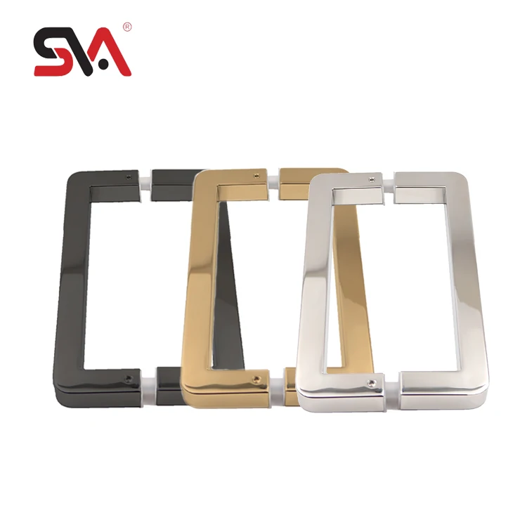 

SVA-172 Bathroom Sliding Toughened Glass Shower Square Shape Mirror Satin Black Gold Stainless Steel 304 Glass Door Pull Handle