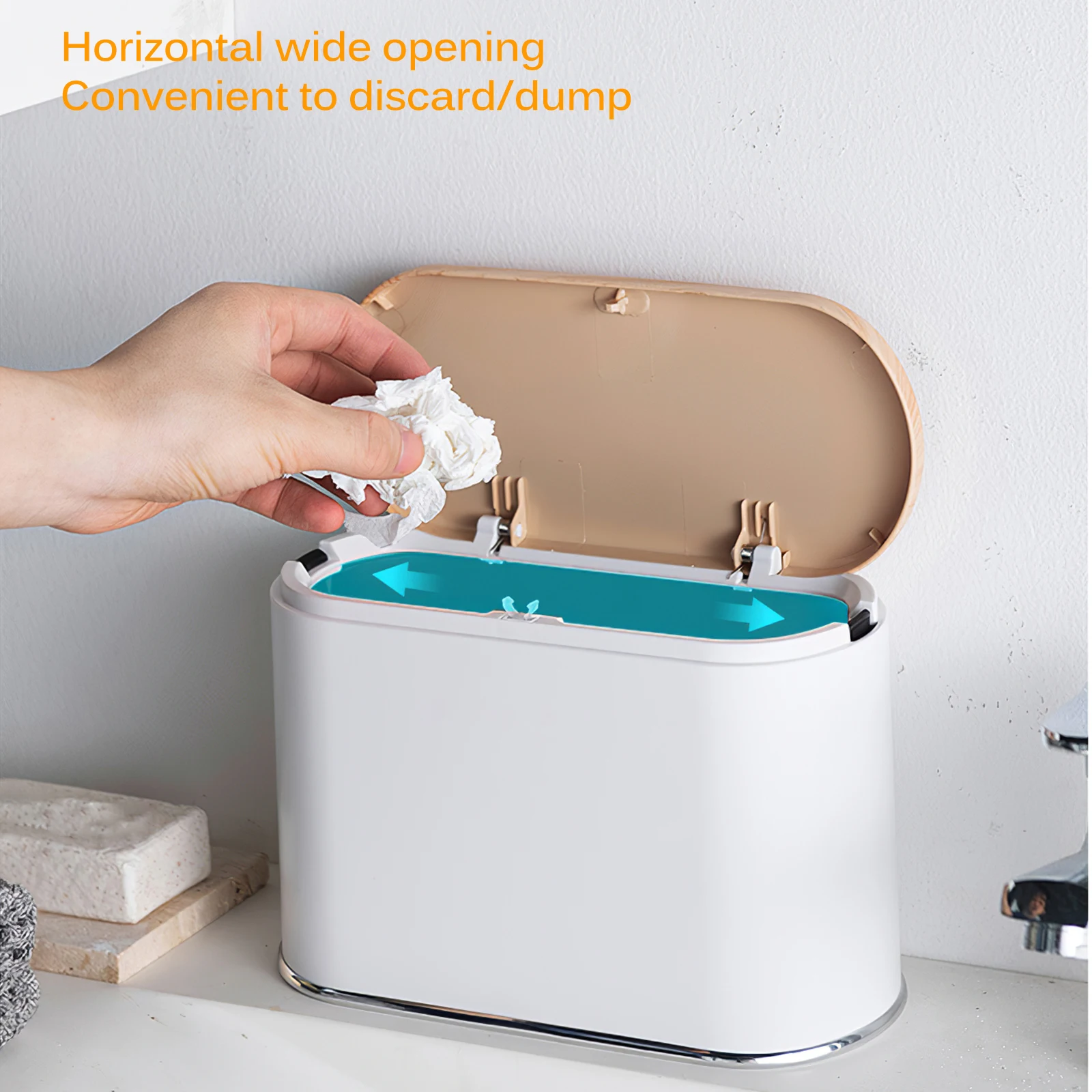 Desktop Trash Can Japanese-style Mini Simple Press Garbage Storage Bin ...