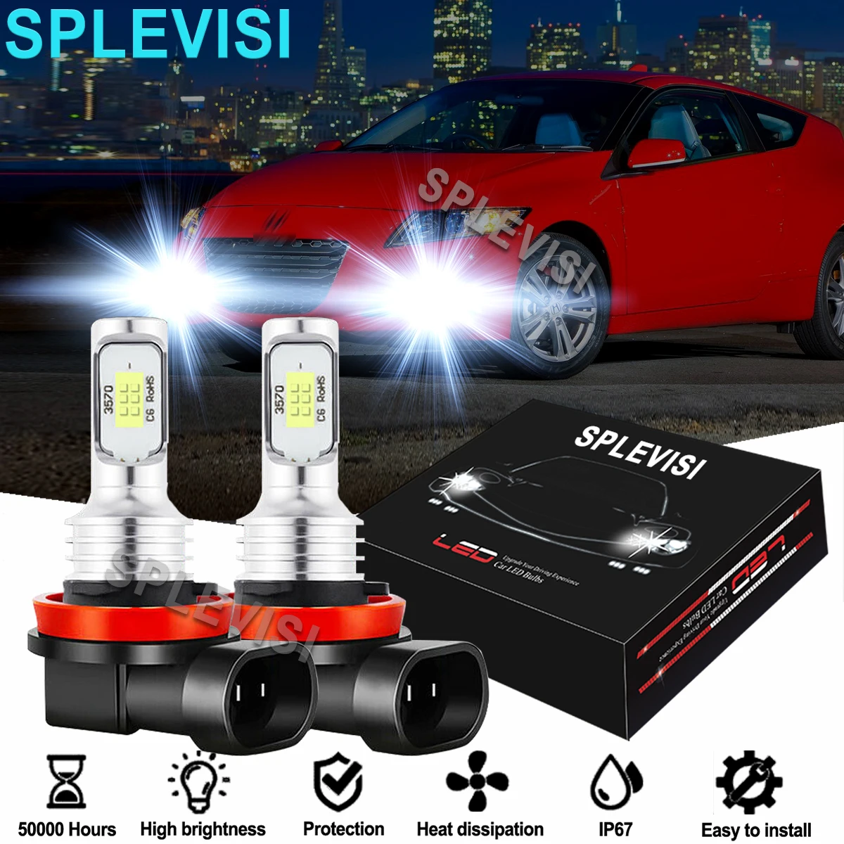

2x LED Foglight Bulbs 6000K White Fit For Honda CR-Z 2010-2020 Honda CR-V MK4 2012-2019 Honda Jazz MK3 2008 2009 2010-2016