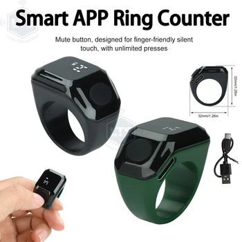 Contatore Digitale Portatile con Display, Anello Contatore Smart con APP, Anello Bluetooth per Conteggio, Promemoria Orario, Anello Indossabile Tasbih Zikr Misbah