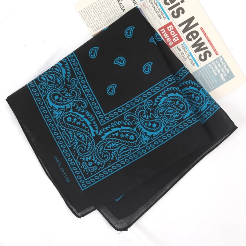Unisex Baumwolle Bandana Kopftuch Hip Hop Schwarz Haarband Halstuch Sport Kopfbedeckung Handgelenkbandagen Kopf Quadratische Schals Taschentuch – Detail 9
