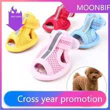 4pcs/lot Hot Sale Casual Anti-Slip Small Dog Shoes Cute Pet Shoes Shoe Spring Summer Breathable Soft Mesh Sandals Candy Colors