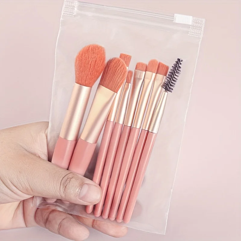 Travel Makeup Brush Kit - 8-Piece Set with Bag for Foundation, Blush, Powder & Eye Detail