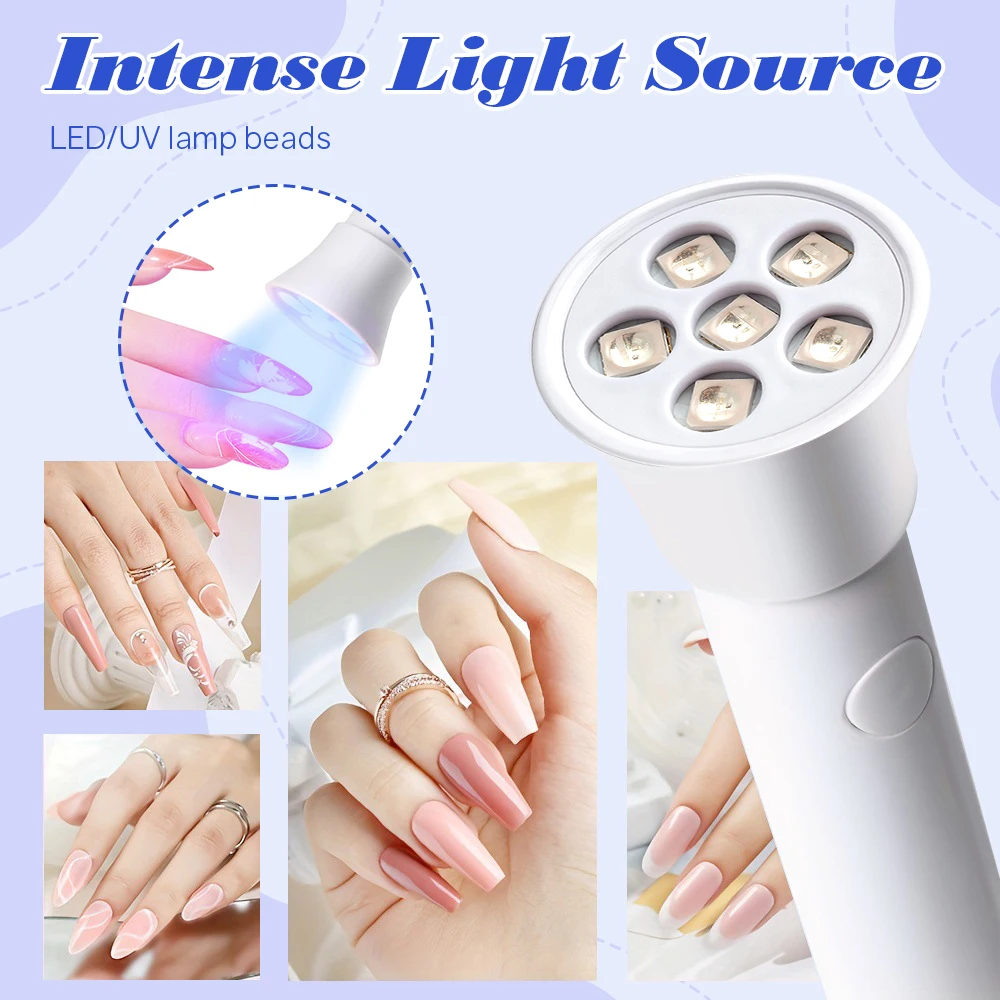 Portable Handheld UV LED Flashlight Nail Lamp 6 LED Beads Quick Dry USB Nail Dryer 18W Machine Nail Gel Dry Nail Art Tool 3