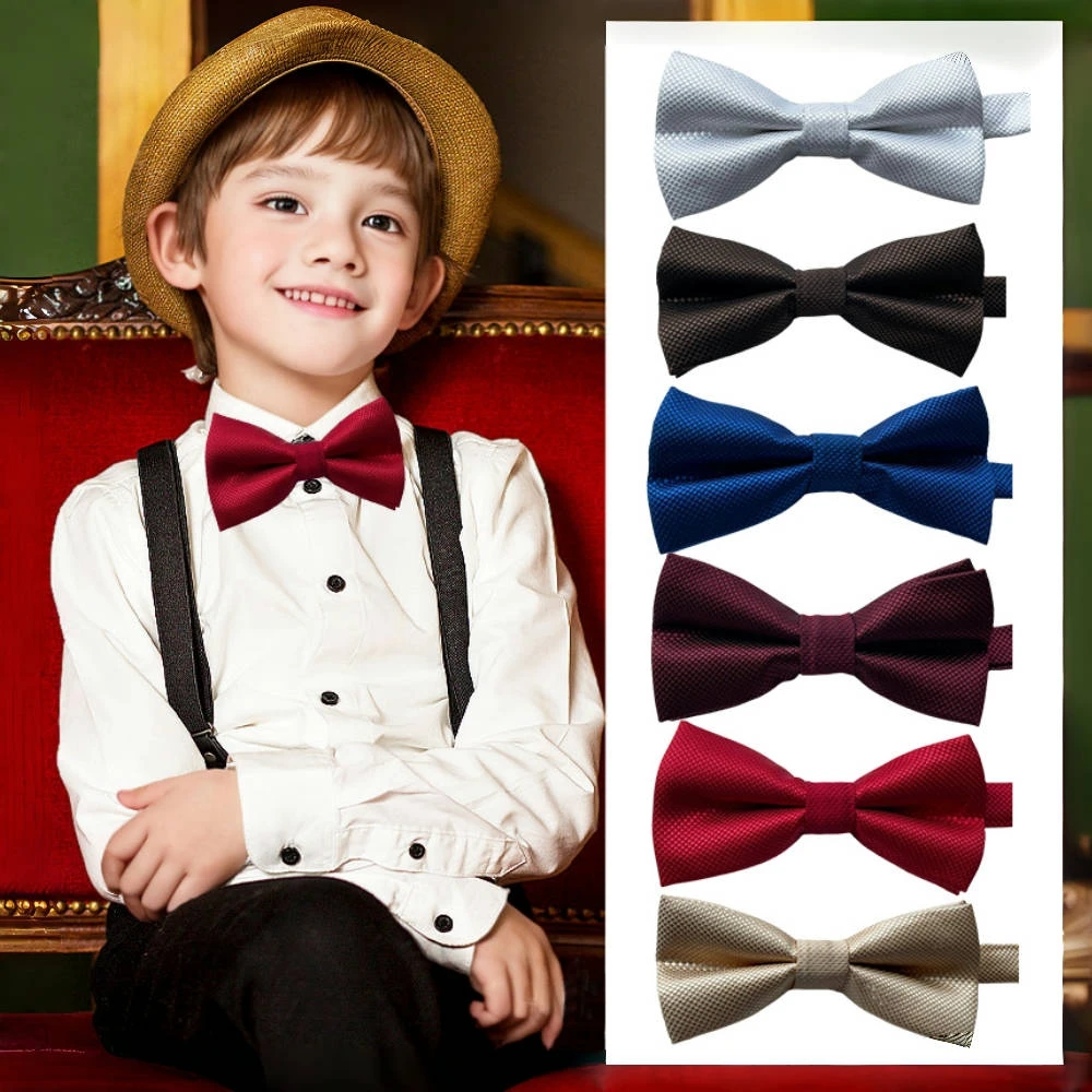 Kids Bowtie For Boys Gril Baby Children Solid Color Plaid Design Bow Tie Reusable Business Fashion Bow Tie Accessories