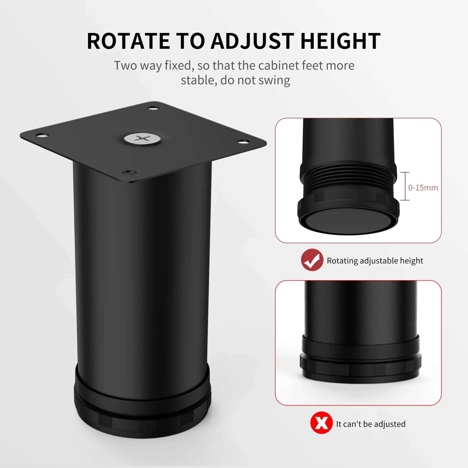 4pcs 5-25cm Stainless Steel Furniture Legs Metal Adjustable Legs，for Cabinet Table Legs Sofa Feet Furniture Replacement Foot