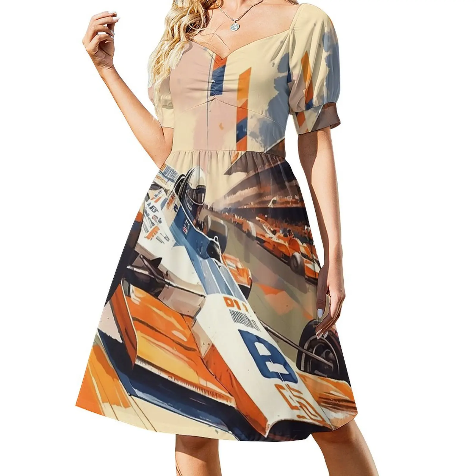 thumbnail image 1 of Vestido de manga corta estilo retro de Indy Racer, vestido de verano para mujer , vestido de moda para mujer, 1 of 7