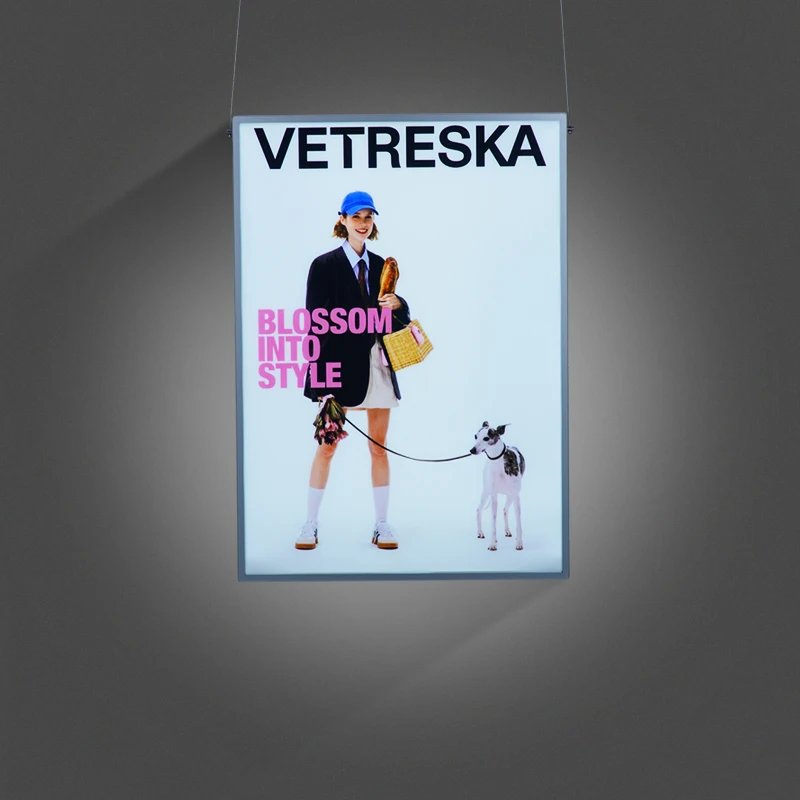 fashion girl crystal led frame illuminated light box handing  double side glass light box light box sign with logo