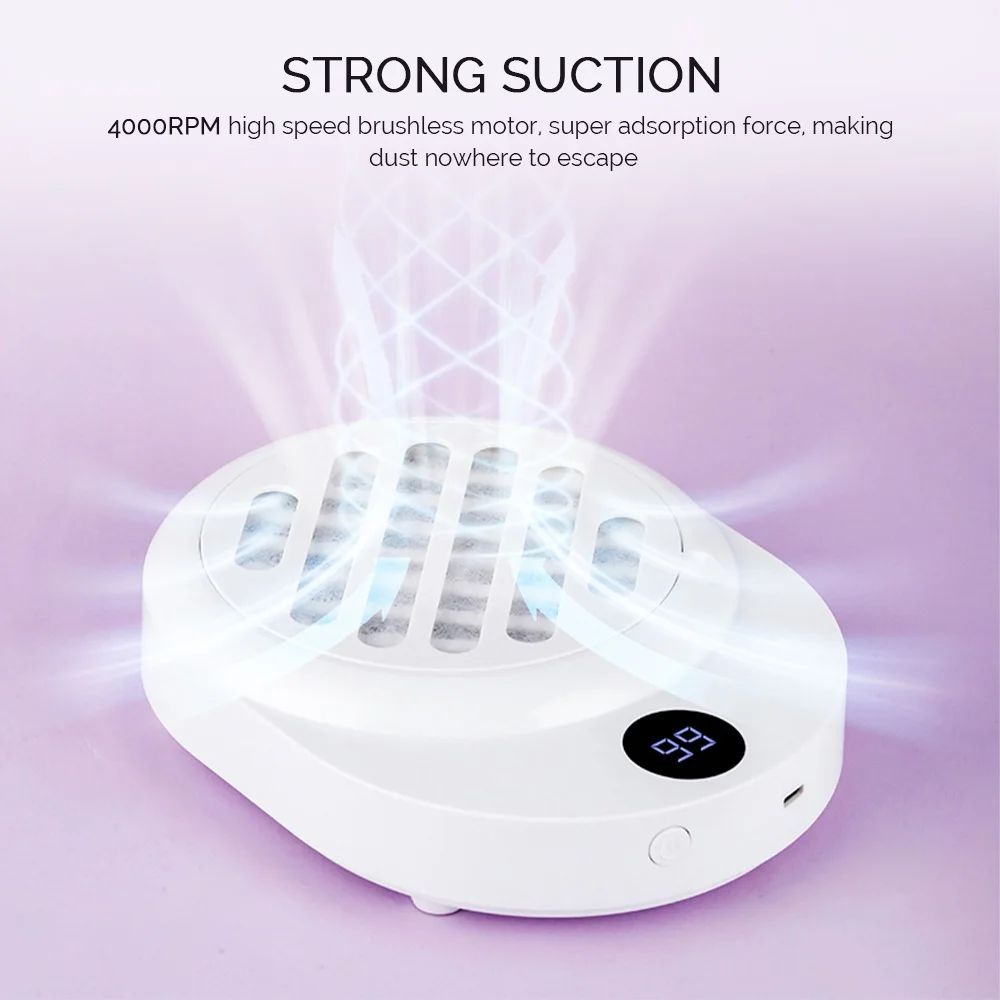 4000RPM Mini Nail Dust Extractor Nail Dust Collector Fan Vacuum Cleaner Grinding and Nail Removal Nail Art Manicure Machine
