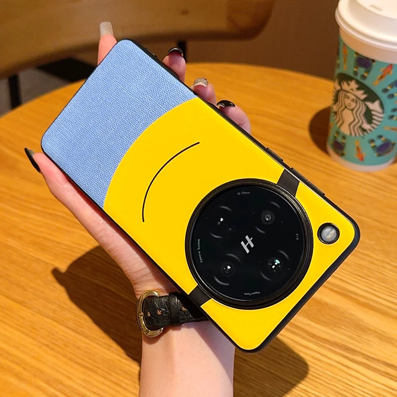 Large-Eye Yellow Pattern Leather Shockproof & Fingerprint-Resistant Phone Case