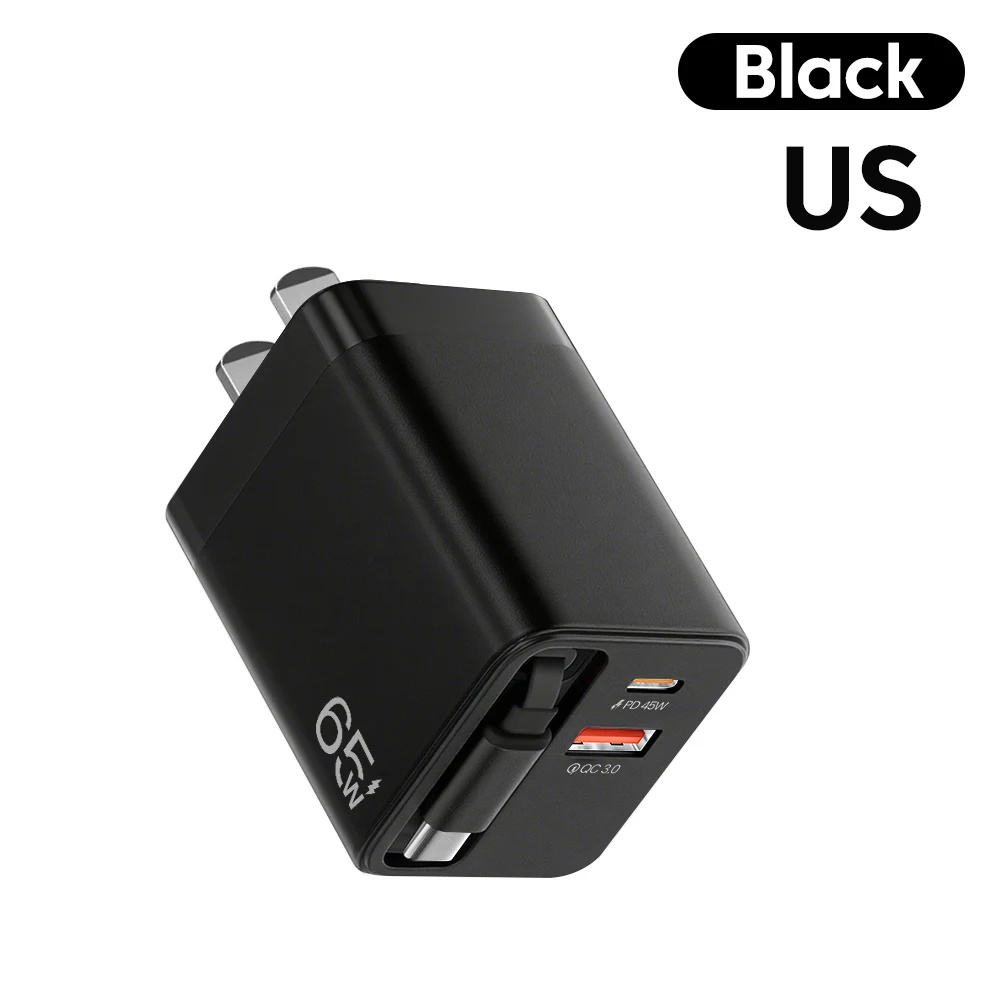 High-Power USB Charger with Telescopic Cable