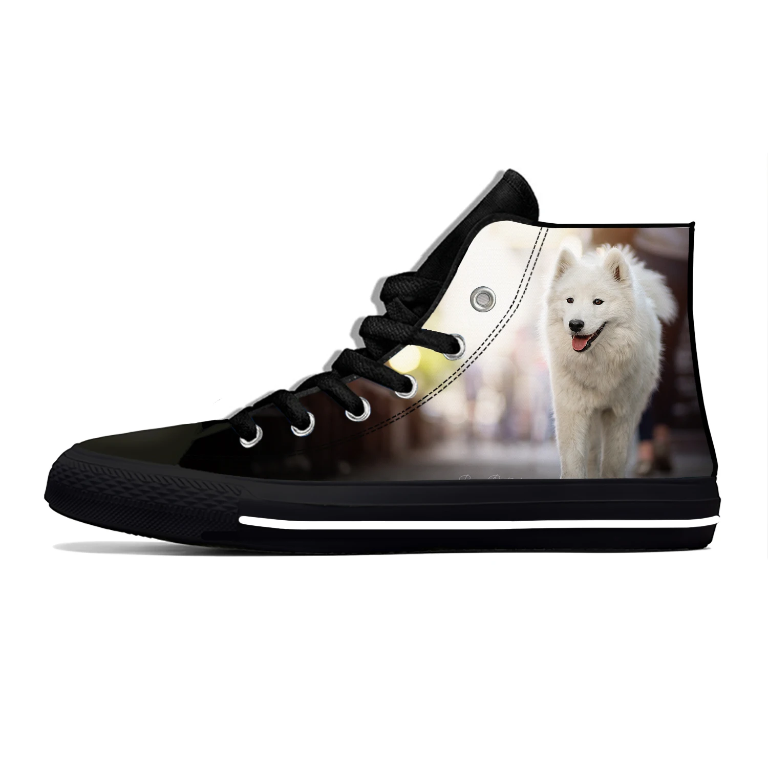 Hot Summer American Eskimo Dog Cut Kawaii Fashion Leggero High Top Cool Canvas Shoes Uomo Donna Casual Sneakers Board Shoes