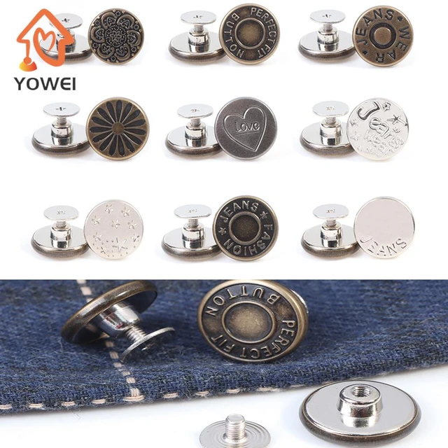 1pc Detachable Retro Metal Buttons Snap Fastener Pants Pin for Jeans  Retractable Button Sewing-Free Perfect