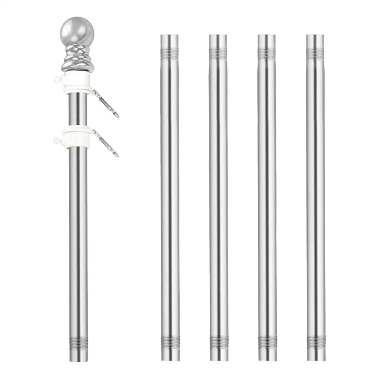 5Pcs Flagpole Flag Pole Guide Banner Sturdy Rustproof Rod Garden Flag Pole Residential House Porch Residential