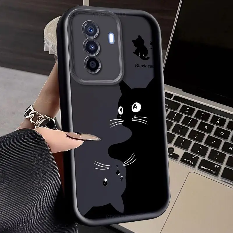 Adorable Painted Cat Matte Silicone Phone Case - Shockproof Back Cover