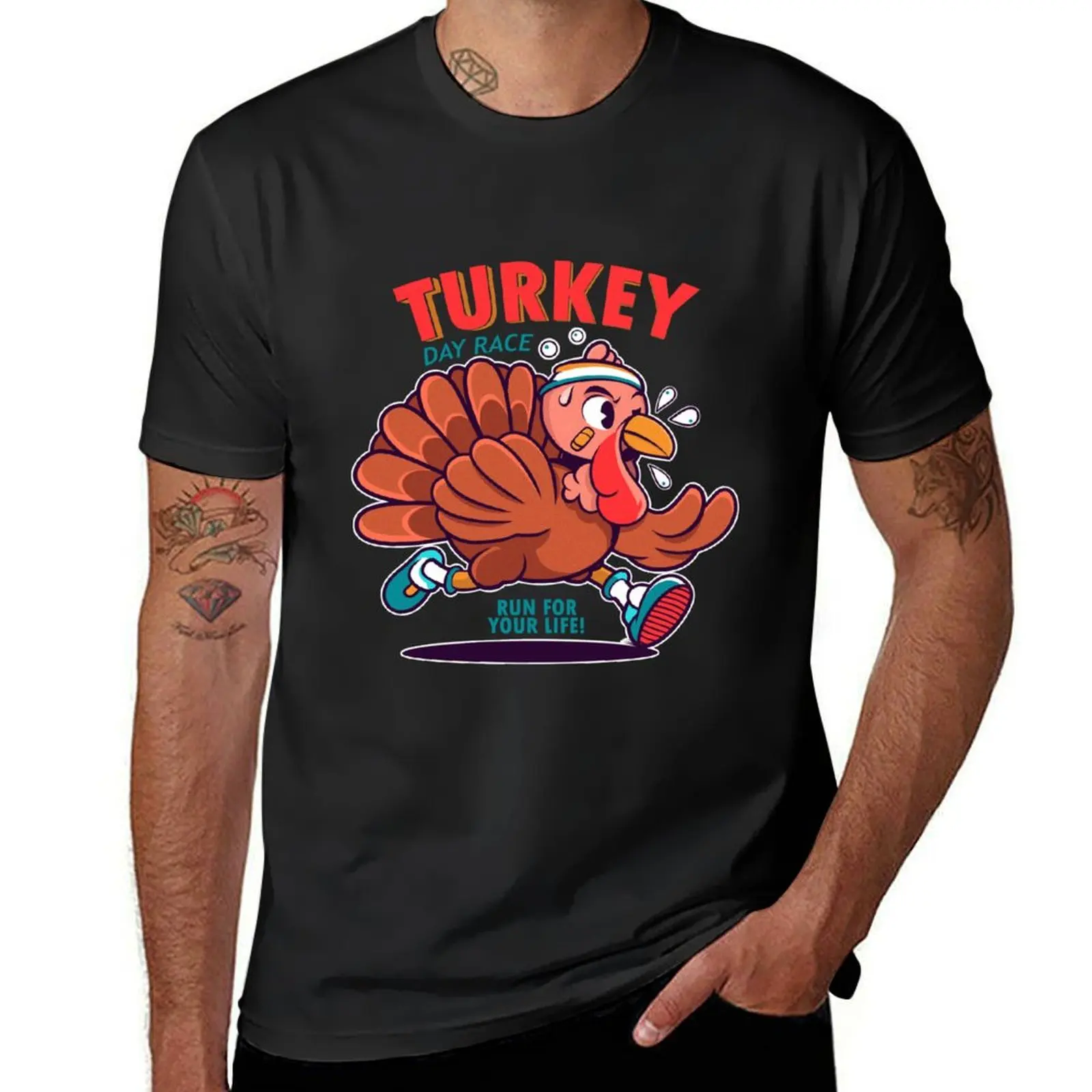 

Sprintin' Turkey Thanksgiving Run T-Shirt quick drying plain for a boy plain black t shirts men